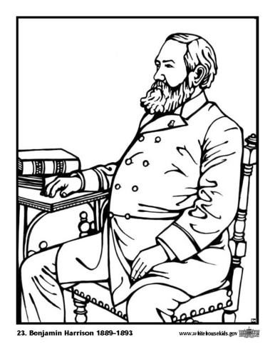 Coloriage 23 Benjamin Harrison