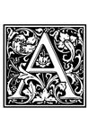 Coloriages alphabet ornemental - A