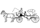 Coloriages carrosse avec chevaux 