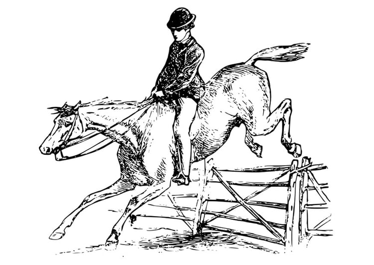 Coloriage cheval avec cavalier