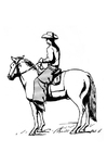 Coloriages cow-boy à cheval