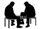 Coloriages jouer à un jeu d'échecs