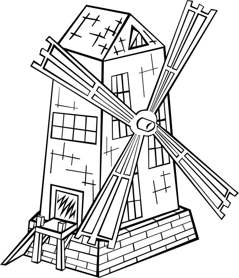 Coloriage moulin à vent - img 16203