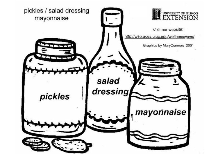 Coloriage pickels - vinaigrette - mayonnaise