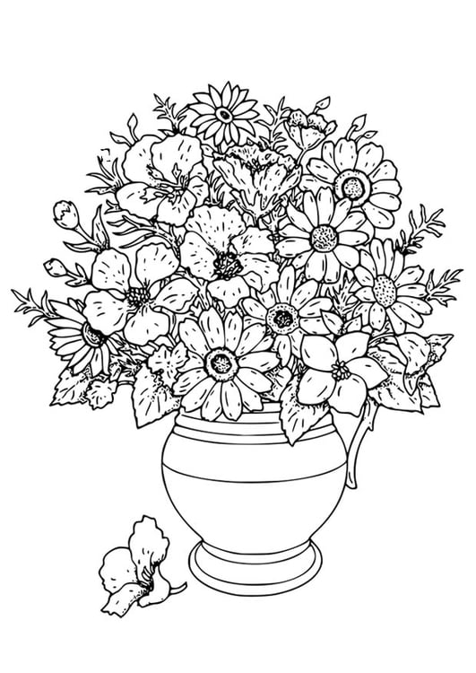Coloriage vase avec fleurs sauvages