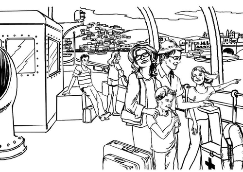 Coloriage croisière sur un fleuve