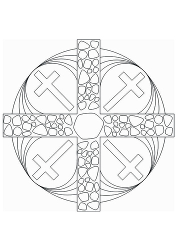 Coloriage croix mandala