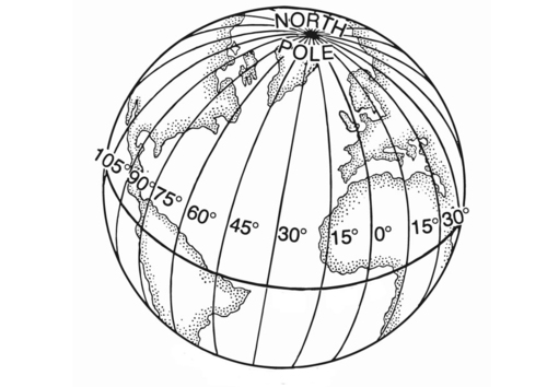 Coloriage degré de longitude