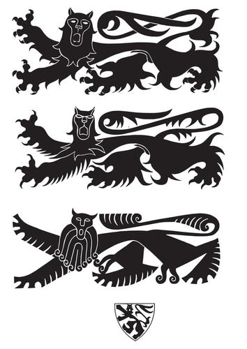 Coloriage écusson avec lions