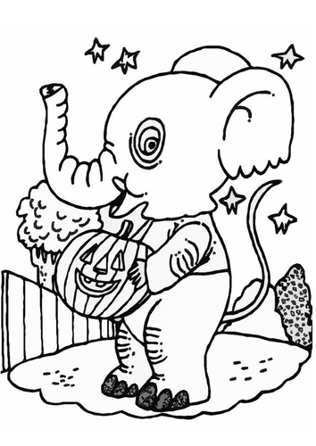 Coloriage éléphant d'halloween