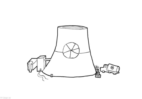 Coloriage énergie nucléaire - centrale nucléaire