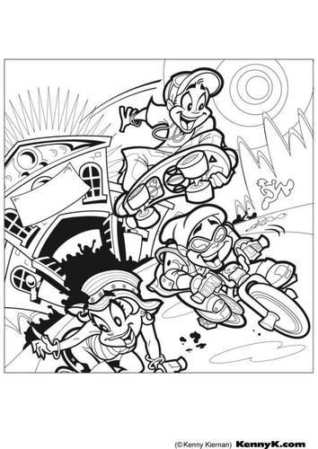 Coloriage faire du vélo et du skateboard