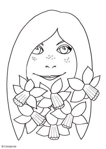 fille avec des narcisses