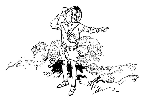 fille indique le chemin