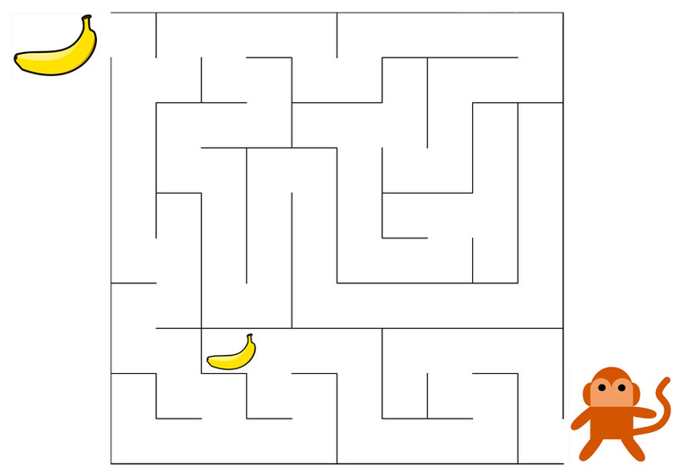 Image labyrinthe singe et banane