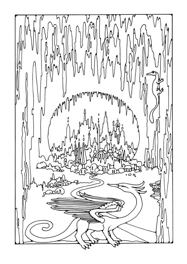 ville en caverne Coloriage ville en caverne