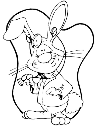 Coloriage lapin médecin