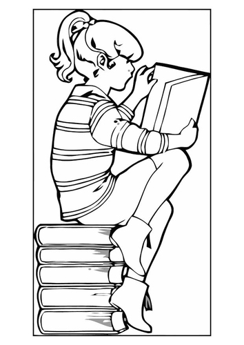 Coloriage lire des bouquins