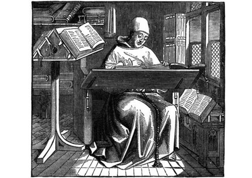 moine au travail