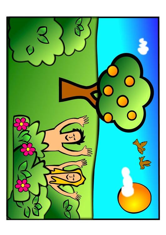Adam et Eve - heureux