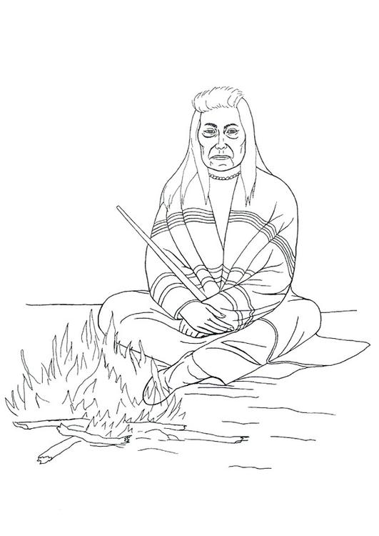 indiéns près du feu de camp