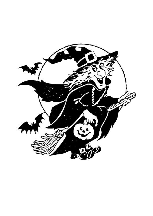 sorcière sur son balai