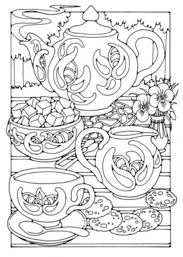 Coloriage prendre le thé