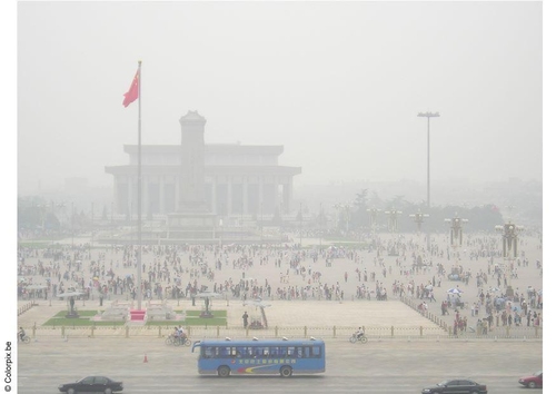 smog sur la Place Tian'anmen