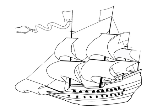 Coloriage voilier, 17ième siècle