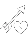 Coloriage coeur et flèche