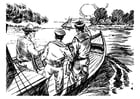 Coloriages 3 hommes en bateau