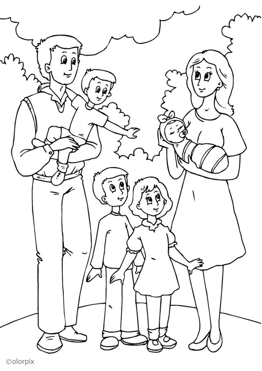 Coloriage 4. Nouvelle famille chez le pÃ¨re