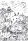 Coloriage Ã®le de conte de fÃ©es