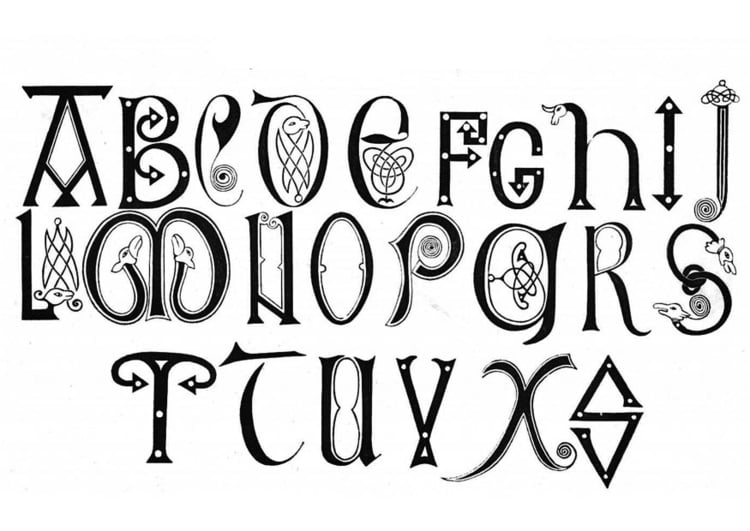 Coloriage alphabet anglo-saxon 8 & 9iÃ¨me siÃ¨cle