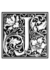 Coloriage alphabet ornemental - J