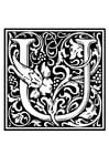 Coloriage alphabet ornemental - U