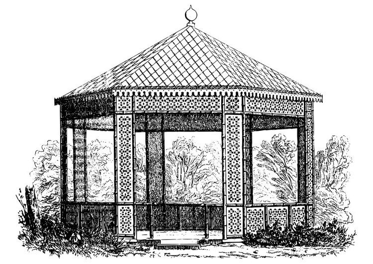 Coloriage ancien pavillon