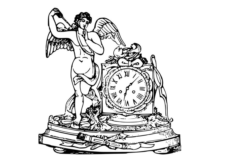 Coloriage ange avec horloge