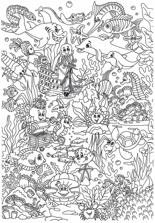 Coloriage animaux dans la mer