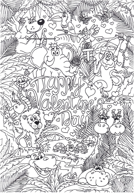 Coloriage Animaux de la Saint-Valentin