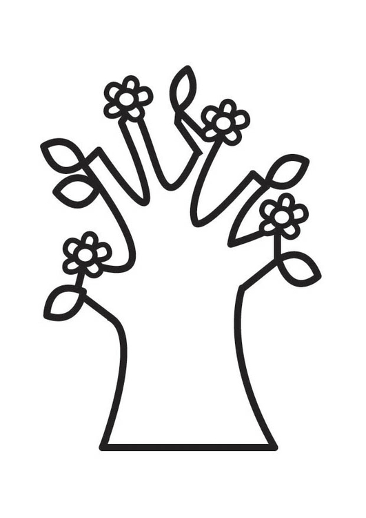 Coloriage Arbre En Fleur Au Printemps Coloriages Gratuits