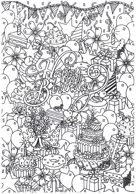 Coloriage bon anniversaire