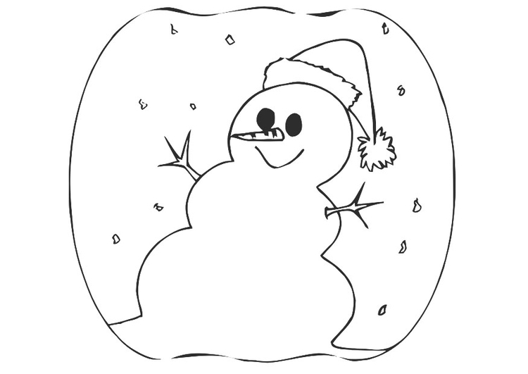 Coloriage bonhomme de neige avec bonnet de NoÃ«l