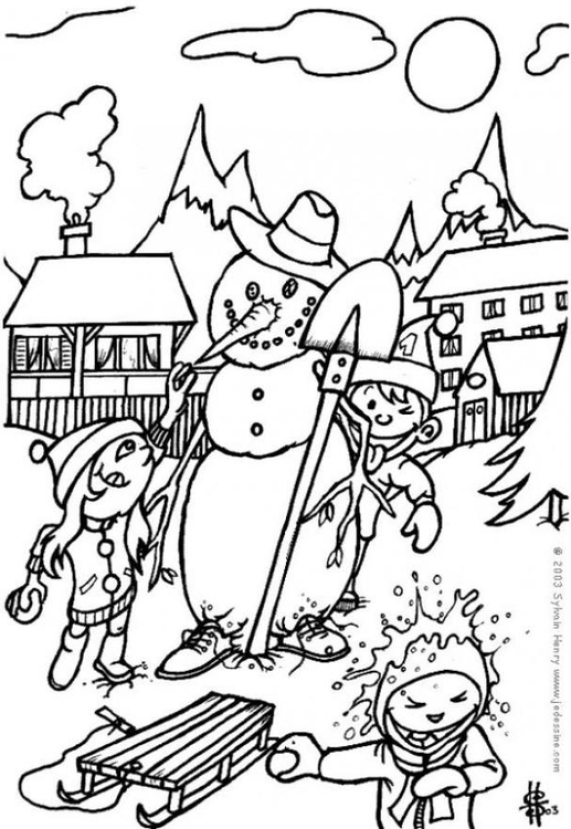 Coloriage bonhomme de neige