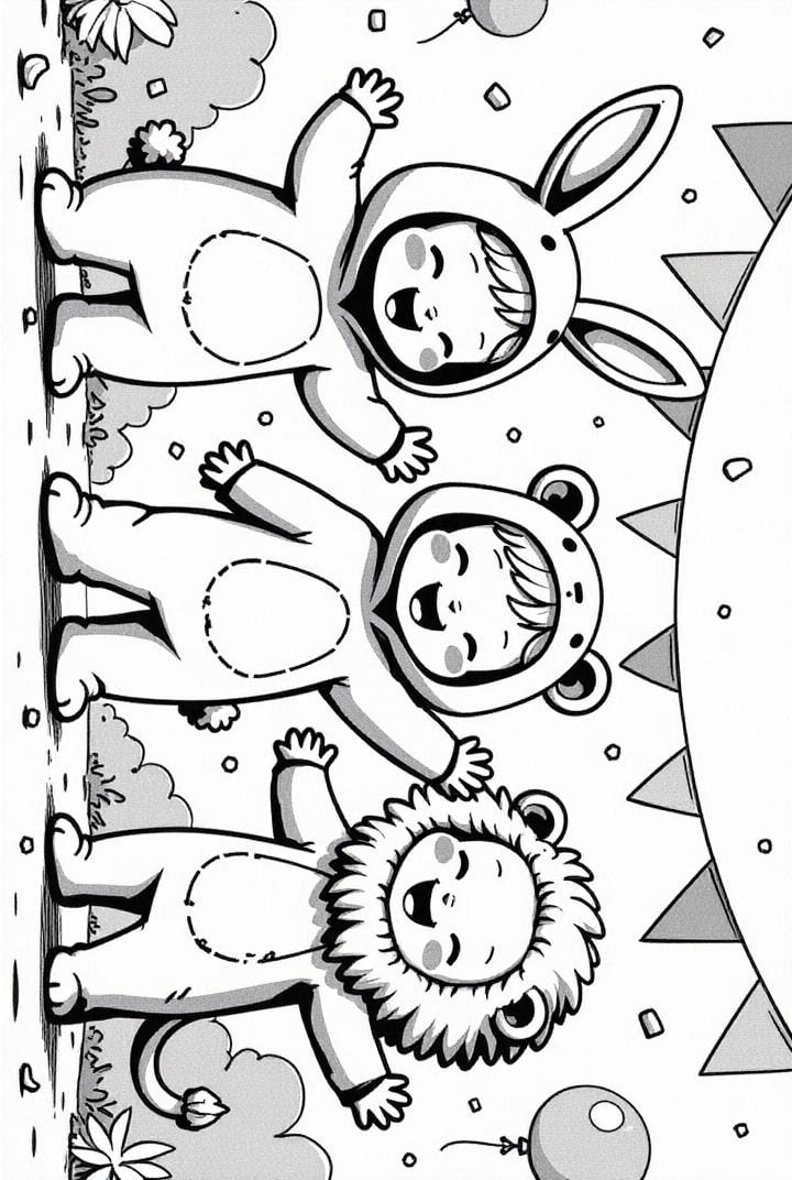 carnaval avec le lion, le lapin et l&#39;ours