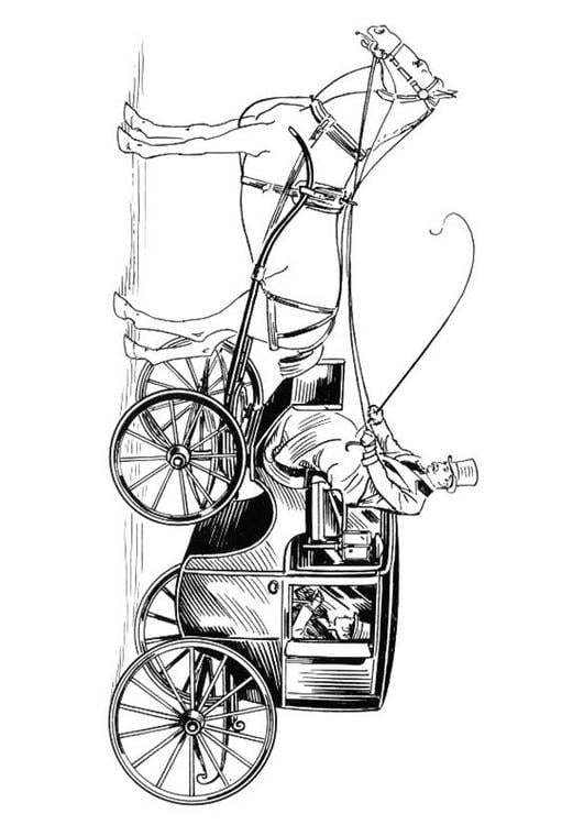 carrosse avec cocher et cheval