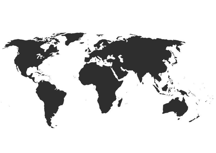 Coloriage Carte de monde sans les frontiÃ¨res