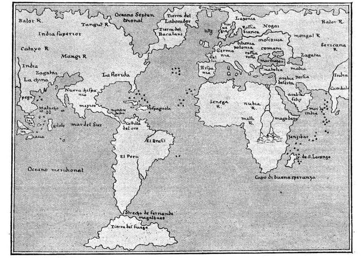 Coloriage carte du monde 1548