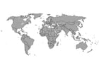 Coloriage carte du monde avec les frontiÃ¨res
