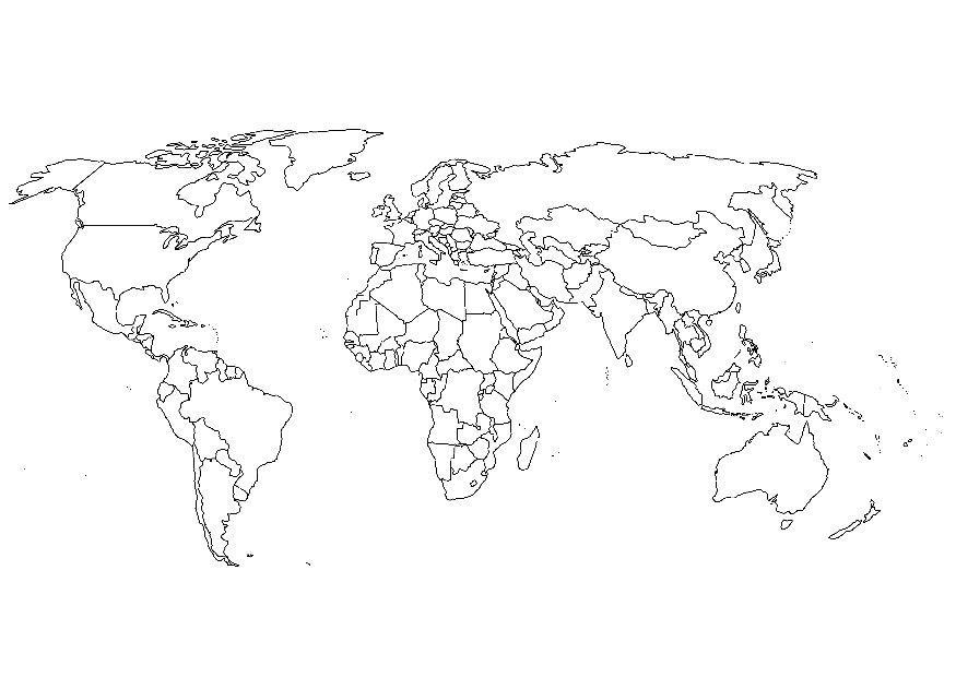 carte du monde noir et blanc à imprimer